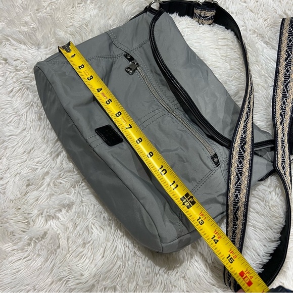 The Sak Gray Nylon Fold Over Crossbody Embroidered Strap - Picture 3 of 16